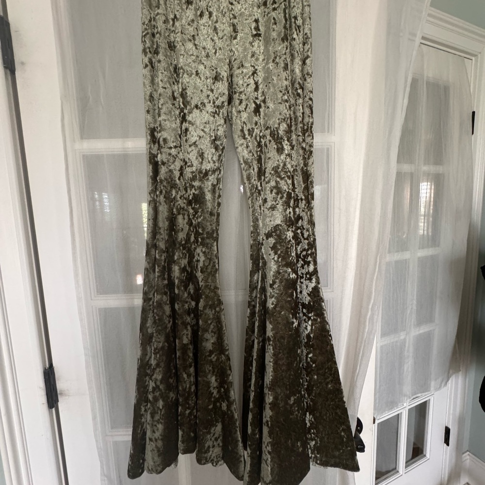 Life Clothing Co Velvet Flare Pants in Olive